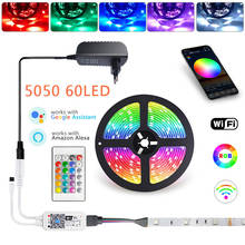 Smart WiFi LED Strip Light 5M 10M 15M RGB 5050 60LED Luces Led Light Strip Flexible Ribbon + WiFi Controller + Power Adapter EU
