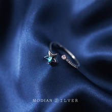 Женское кольцо с голубым кристаллом Modian, модное кольцо из стерлингового серебра 925 пробы с сияющим цирконием и звездным небом, ювелирные украшения в подарок 2024 - купить недорого