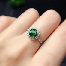 Модное зеленое кольцо с диопсидом драгоценным камнем для девочки, 925 серебряное ювелирное изделие, подарок на день рождения, годовщину, натуральный драгоценный камень, яркий зеленый цвет 2024 - купить недорого