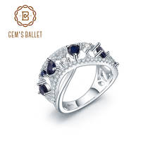 Женское кольцо GEM'S BALLET 925 пробы, серебряное кольцо с драгоценными камнями, ювелирные украшения из натурального синего сапфира, винтажные кольца в стиле арт-деко для женщин 2024 - купить недорого