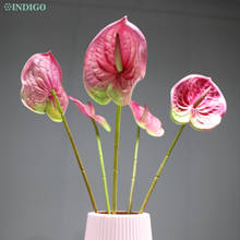 5PCS/Lot New Pink Anthurium Real Touch Elegant Wedding Plastic Flower Floral Event Party Table Decoration INDIGO 2024 - buy cheap