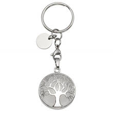 FYJS Unique Anniversary Gift Natural Rock Crystal Silver Plated Tree of Life Circle Lobster Clasp Round Key Chain 2024 - buy cheap