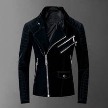 KIOVNO Men Punk Zipper Leather Jackets Coats Motorcycle Faux Leather Short Jackets Outwear Male Clothing
