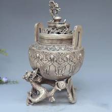 China Tibetan silver hand carved dragon statue of incense burner 2024 - buy cheap