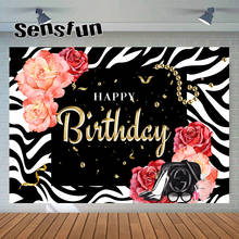 Sensfun-Fondo romántico de feliz cumpleaños para mujer, telón de fondo blanco y negro con flores y tacones para adultos, fotografía personalizada 2024 - compra barato