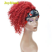 Joy & luck Короткие афро кудрявые парик с головной повязкой синтетические парики для африканских женщин парики с челкой Полный парик бордовый цвет волосы стиль 2024 - купить недорого