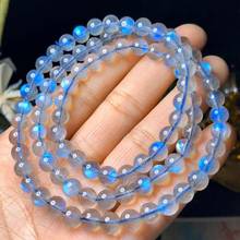 Natural Labradorite Blue Light 3 Laps Clear Round Beads Bracelet Women Men Necklace 6mm Grey Moonstone Stone AAAAA 2024 - buy cheap