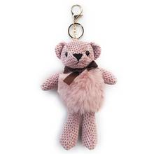 Cute Bear Keychain Faux Rabbit Fur Ball Plush KeyChain Keyring Women Handbag Car Key Holder Bag Pendant Toys for Kids Party Gift 2024 - buy cheap