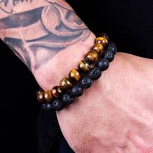 8mm Natural Stone Beads 2PCS Men Classic Lava Rock Tiger Eye Gem Stone Beaded Healing Bracelet Boyfriend For Women Men Jewelry 2024 - buy cheap