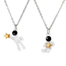 Personality White Enamel Astronaut Pendant Necklace for Women Metal Gold Star Cartoon Man Couple Necklaces Hip Hop Accessories 2024 - buy cheap