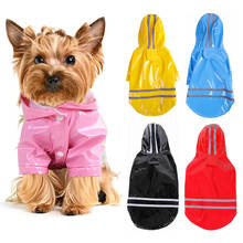 Jaqueta de cachorro impermeável reflexiva, capa de chuva de verão para pets com capuz e guia com buracos, roupas para cães pequenos e gatos 2024 - compre barato