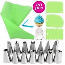 20pcs/set ilicone Pastry Bag Tips Cake Icing Piping Cream Cake Decorating Tools Reusable Pastry Bags+14 Nozzle Set Cake Scraper 2024 - buy cheap