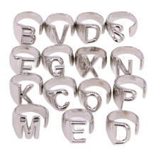 10PCS, Simple Letter Silver Color Adjustable Opening Ring Initials Name Alphabet Female Party Fashion Jewelry 2024 - buy cheap