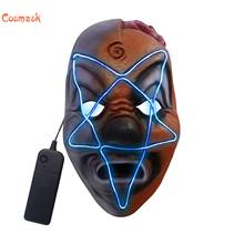 Cosmask led máscara de palhaço assustadora, luz up de látex fantasia de dia das bruxas cosplay adulto dj máscaras de festa 2024 - compre barato