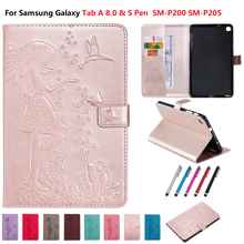 Tablet Case for Samsung Galaxy Tab A 8.0 2019 P205 S-Pen p200 fundas Smart Cover for Tab A 8.0'' SM-P200 SM-P205 Cover +Gift Pen 2024 - buy cheap