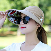 Wide Brim Beach Hat 1pcs Women Sun Hats for Summer Pearl Packable UV Protection Female Caps Sun Visor Hat with Big Heads 2024 - buy cheap