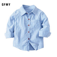 Полосатая рубашка GFMY с длинным рукавом для мальчиков, новинка весны и осени 2021, Детская рубашка в Корейском стиле, Детская рубашка 2024 - купить недорого