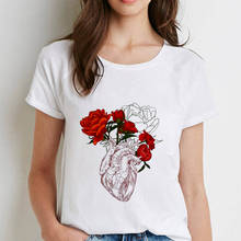 Aesthetic art flower t shirt women Retro Harajuku Short Sleeve t-shirt White Thin section 2019 New summer Tshirt Tops clothing 2024 - buy cheap