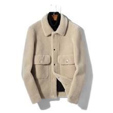Abrigo de piel de oveja para hombre, chaqueta de piel auténtica, abrigos de invierno 2024 - compra barato