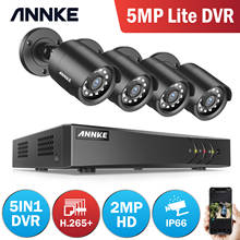 ANNKE-Sistema de videovigilancia con cámara de seguridad para el hogar, Kit de videovigilancia de 8 canales, 2MP, HD, H.265 + 5 en 1, 5MP Lite de DVR, 4 Uds., impermeable, exterior, CCTV 2024 - compra barato