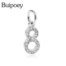 Buipoey Silver Color Numeral Dangle Charm Shiny Rhinestone Digital Pendant For Bracelet & Necklace Original Jewelry Accessories 2024 - buy cheap