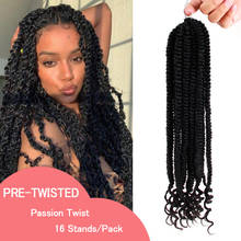Black Star Pre-twisted Passion Twist Crochet Hair Pre-looped Passion Twist Hair for Women Mixed  Color 16inch Hairs  Extensions 2024 - buy cheap