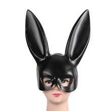 Mascarilla con Orejas de conejo para fiesta de Pascua, máscara facial negra mate a la moda, Cubrebocas con orejas de conejo, Cubrebocas para club nocturno y Bar 2024 - compra barato