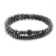 2pcs/set Couple Bracelet 8mm CZ Ball Charms Bracelets for women Hematite Beads Bracelet men jewelry pulseras 2024 - buy cheap
