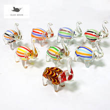 Figuritas de elefante de cristal de Murano hechas a mano, artesanía de líneas coloridas, adornos de Mini animales vívidos lindos, decoración de Mesa para el hogar de estilo fresco 2024 - compra barato