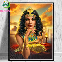 Cleopatra-Bordado de diamantes DIY, pintura de diamantes de la reina de Egipto, mosaico de diamantes de arte, belleza egipcia, decoración de taladro completo 2024 - compra barato