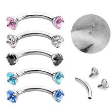 1PC 14G Steel CZ Zircon Eyebrow Ring Tragus Helix Rook Earring Piercings Curved Banana Piercing Bijoux Lip Helix Rings Jewelry 2024 - buy cheap