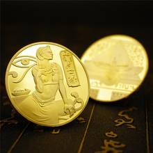 Ancient Egypt Gold Plated Commemorative Coins Egyptian Queen Pyramid Collectibles 2024 - buy cheap