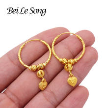 Earrings for women ear rings jewelry earing hoops pircing 24K gold color piercings accesories earrings heart dangle earring 2024 - buy cheap