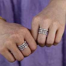 2021 novo design luxo cor prata linhas estrela dedo anéis com brilhoso branco cz para mulheres meninas casamento joias da moda atacado 2024 - compre barato