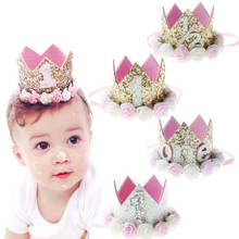 Bebê 1st aniversário decoração festa de aniversário banner chapéus ouro prata princesa coroa decorações do chuveiro do bebê suprimentos de festa 2024 - compre barato