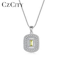CZCITY Authentic 925 Sterling Silver Elegant Topaz Pendant Necklaces for Women Wedding Charming Chain Fine Jewelry Gift SN0367 2024 - buy cheap