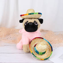 Мини собаки соломенная шляпа сомбреро кошка шляпа от солнца пляжные вечерние соломенные шляпы шапка для собак 2024 - купить недорого