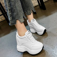 Women's Ankle Boots 2021 Autumn PU Leather Shoes Woman Platform Height Increased Sneakers 10 CM Thick Sole Wedges White Boots 2024 - buy cheap