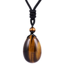 Tumbeelluwa reiki gem pedra ovo forma pingente colar cura cristal cordão ajustável encantos jóias para mulher 2024 - compre barato