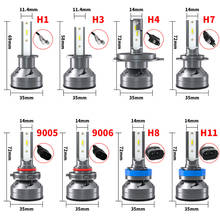 Lâmpada led para farol de carro, 2 peças, farol de neblina automotivo, h1, h3, h4, h7, h8, h11, 9005, 9006, 60w, 12000lm, lâmpada baixa, farol alto 2024 - compre barato