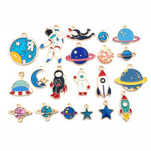 8/20Pcs Mixed Enamel Charms Metal Space Astronaut Planet Bracelet Pendant Charms For DIY Jewelry Making Accessories 2024 - buy cheap