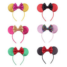 Disney 1pcs Cartoon New Mermaid Mickey Sequin Bow Embroidery Baby Headband Fashion Cute Children's Hair Accessories 2024 - buy cheap