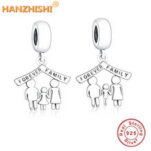 2019 New Luxury 925 Sterling Silver FOREVER FAMILY Dangle Bead Charms Fit Original pan Charm Bracelet DIY Authentic Jewelry 2024 - buy cheap