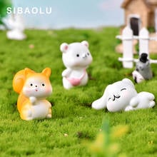 1pc White Bear Rabbit Dinosaur Squirrel Figurine cartoon Animal Model Home Decor Miniature Fairy Garden Decoration Accessories 2024 - buy cheap