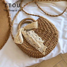 Square Woven Straw Bags for Women Summer Half-Round Handmade Rattan Beach Handbag Travel Female Shoulder Bag Casual Tote 2024 - buy cheap