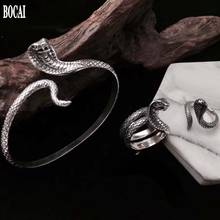 Joias de prata pura s925, pulseira de personalidade cobra king/anel, camadas, personalidade, jóias masculinas e femininas 2024 - compre barato