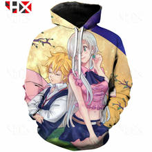 Hx-moletom nanatsu o paraíso dos sete pecados capitais, dragão personalidade, estampa 3d, moletom harajuku com capuz, unissex, hx265 2024 - compre barato