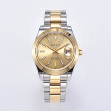 Nova chegada parnis ouro dial miyota data luminosa relógios masculinos automáticos de cristal safira relógio mecânico 2024 - compre barato