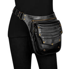 Pochete gótica feminina, bolsa de cintura para motocicleta hip perna tipo steampunk com coldre de ombro, bolsa de couro pu para homens, nova 2020 2024 - compre barato