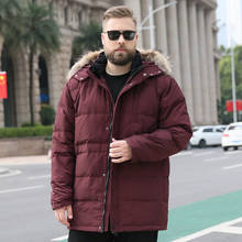 2019 Мужская куртка большого размера 8XL 9XL 10XL с меховым воротником и пером, пальто мужская длинная парка с капюшоном, зимний костюм для 170 кг мужской одежды 2024 - купить недорого